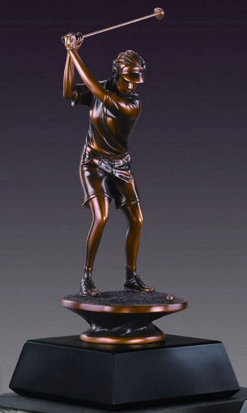 Golfer Female Statue First Place Sculpture Add Brass plaque Trophy